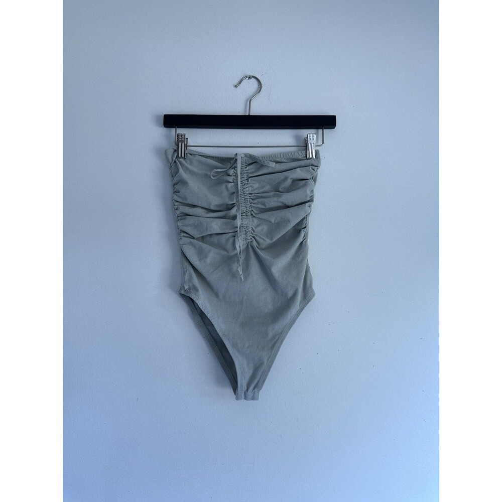 ✿ Zara High-Waisted Ruched Swimsuit Bottom – Light Sage Green